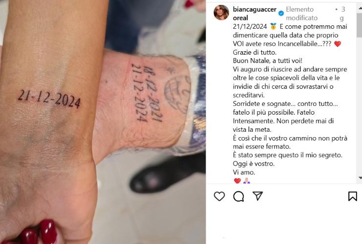 bianca guaccero tatuaggio