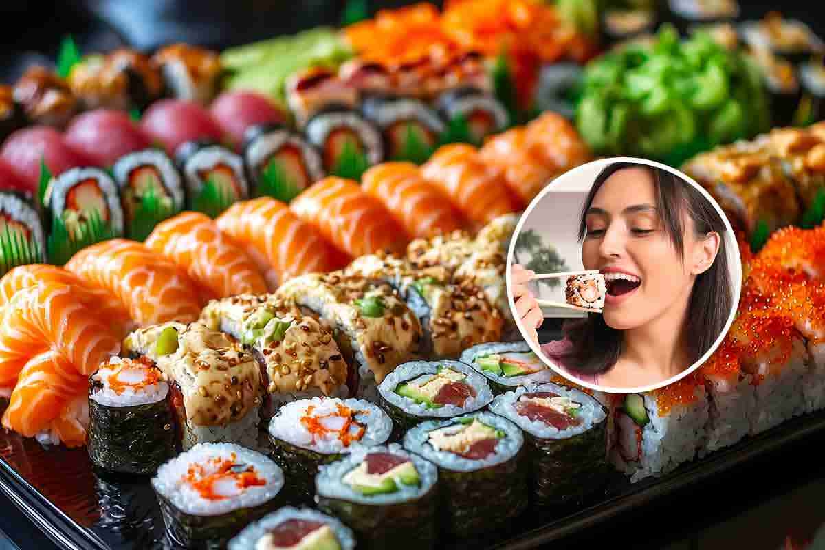 donna che mangia sushi